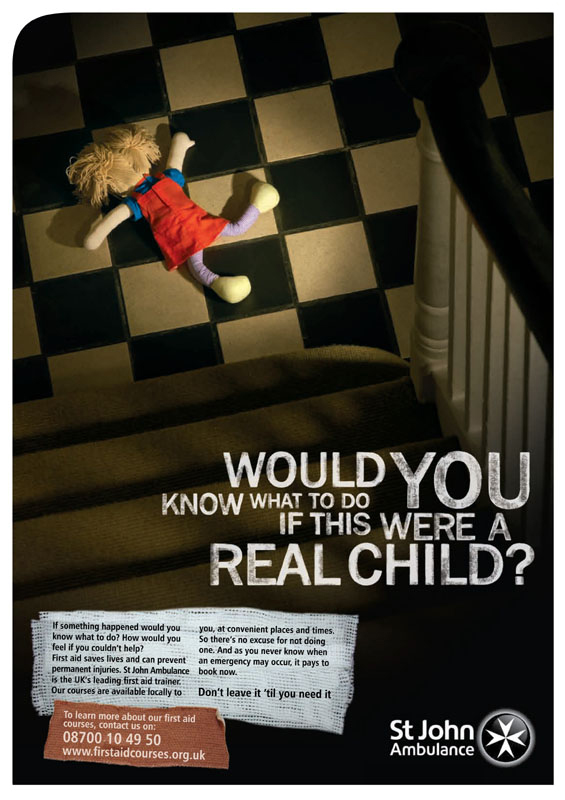 St Johns - First Aid - Stairs - Poster